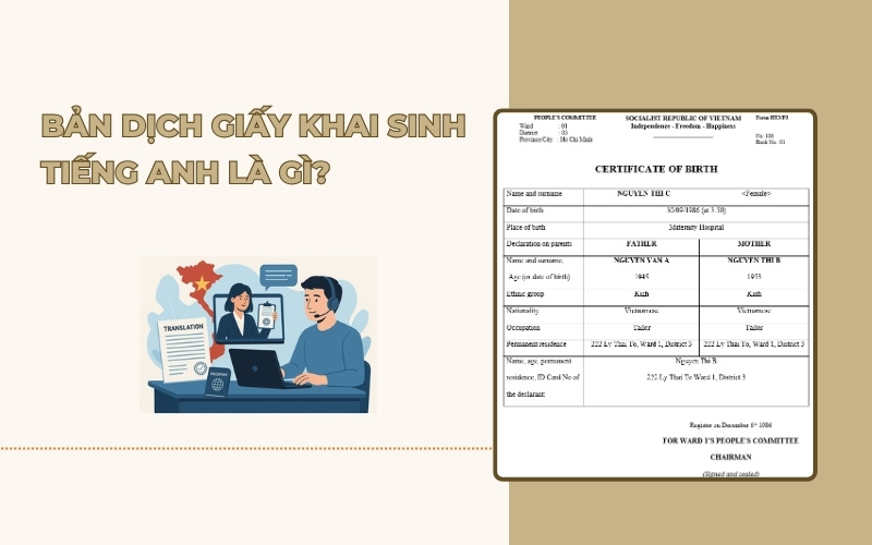 Bản dịch giấy khai sinh tiếng Anh là gì