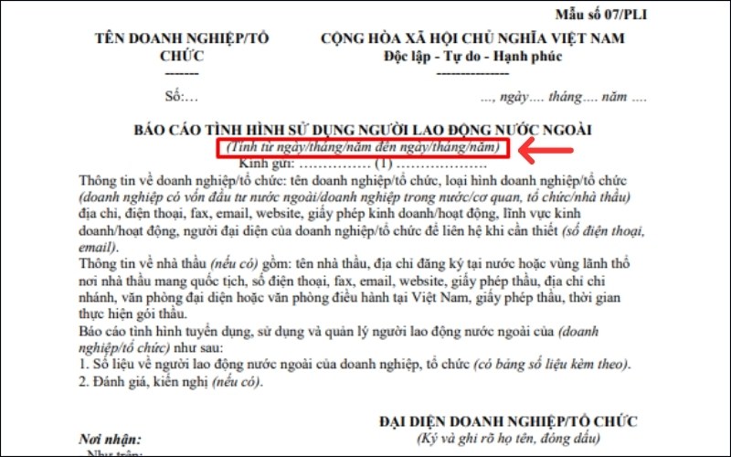 Tên báo cáo tình hình sử dụng lao động
