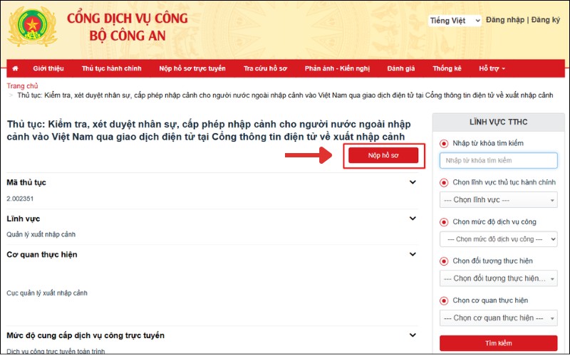 Nộp công văn nhập cảnh
