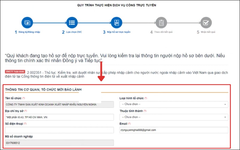Điền cơ quan công văn nhập cảnh