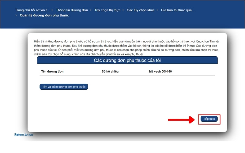 Người phụ thuộc đặt lịch phỏng vấn visa Mỹ