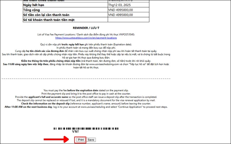 In phiếu thanh toán