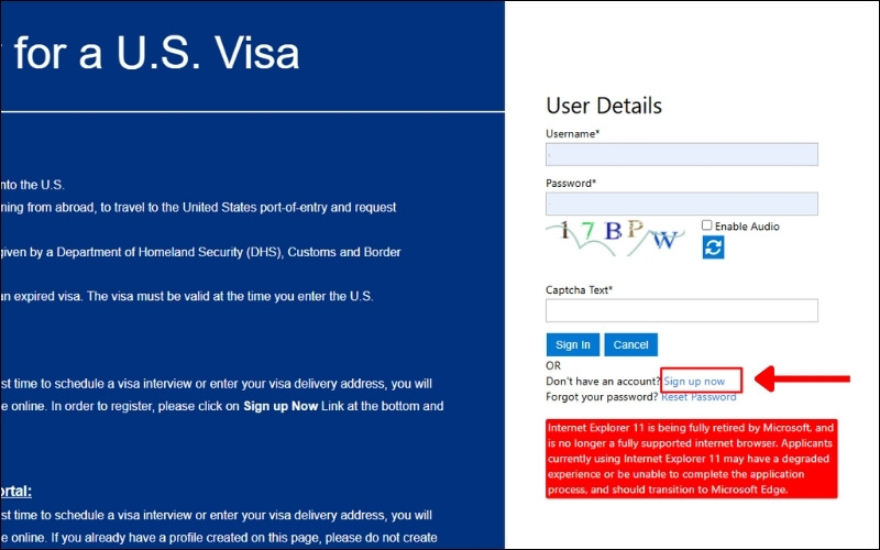 Trang chủ đặt lịch phỏng vấn visa Mỹ