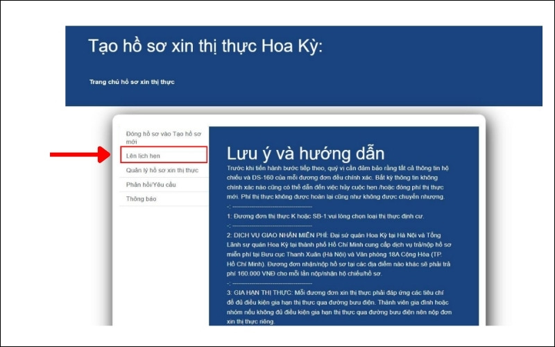 Lên lịch hẹn phỏng vấn visa Mỹ