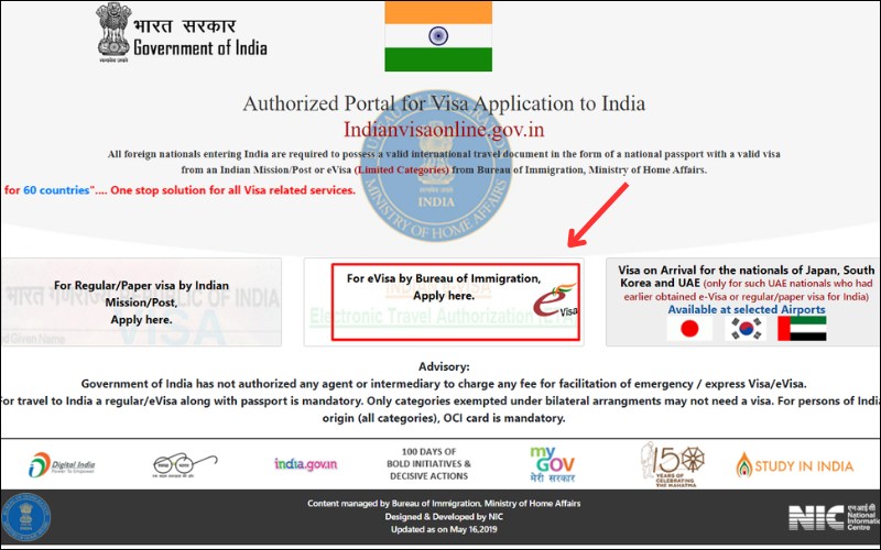 Truy cập web E visa Ấn Độ
