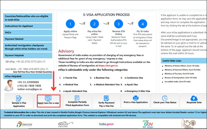 Điền đơn E visa Ấn Độ