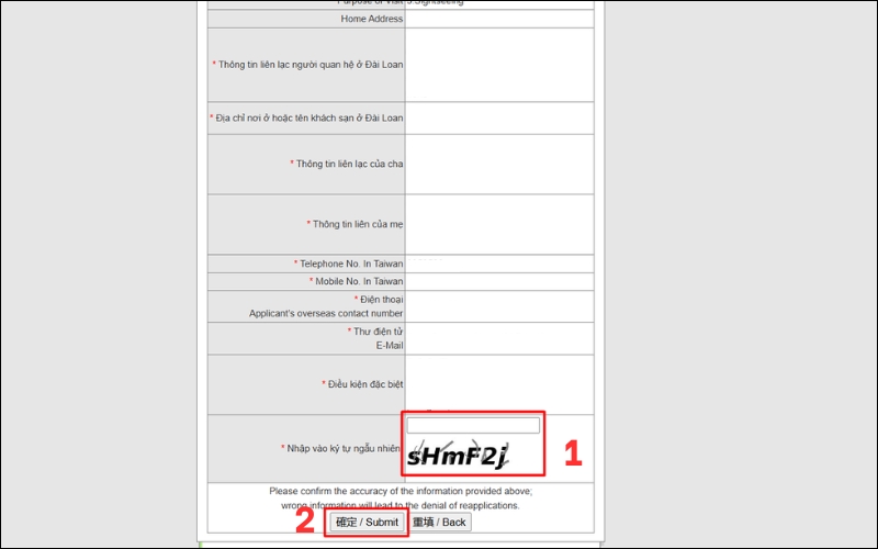 In E visa Đài Loan