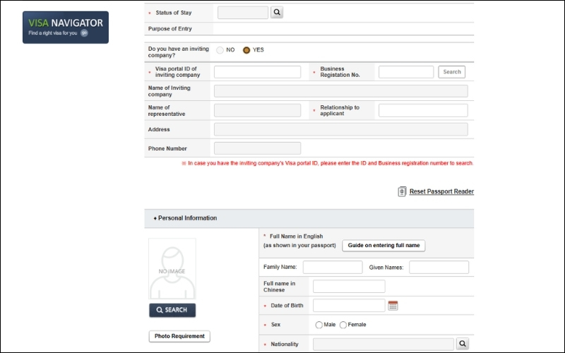 Điền thông tin E visa Hàn Quốc