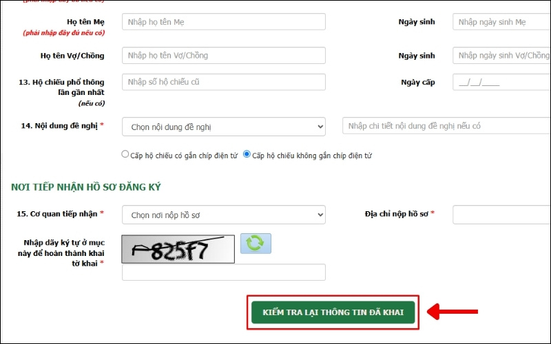 Kiểm tra thông tin đã khai