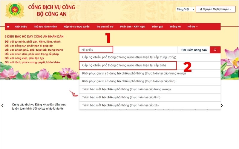 Chọn cấp hộ chiếu