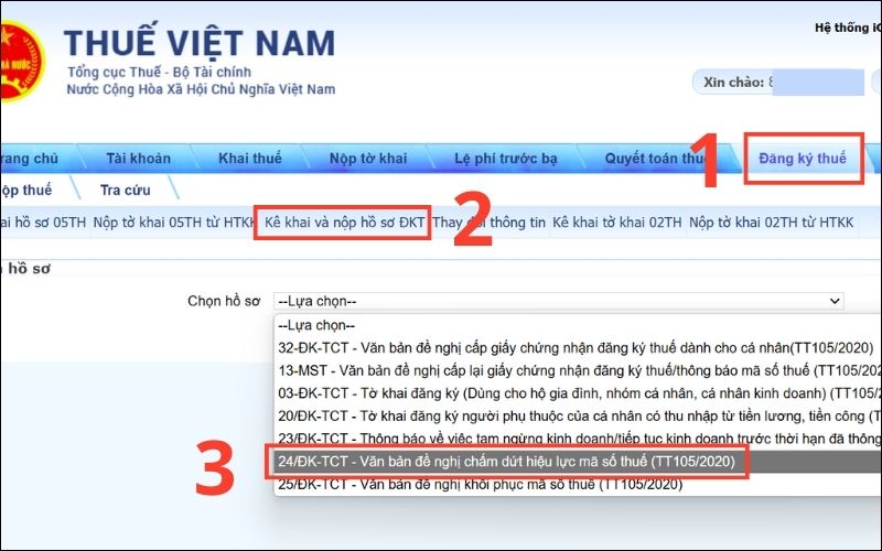 Hủy mã số thuế cá nhân online