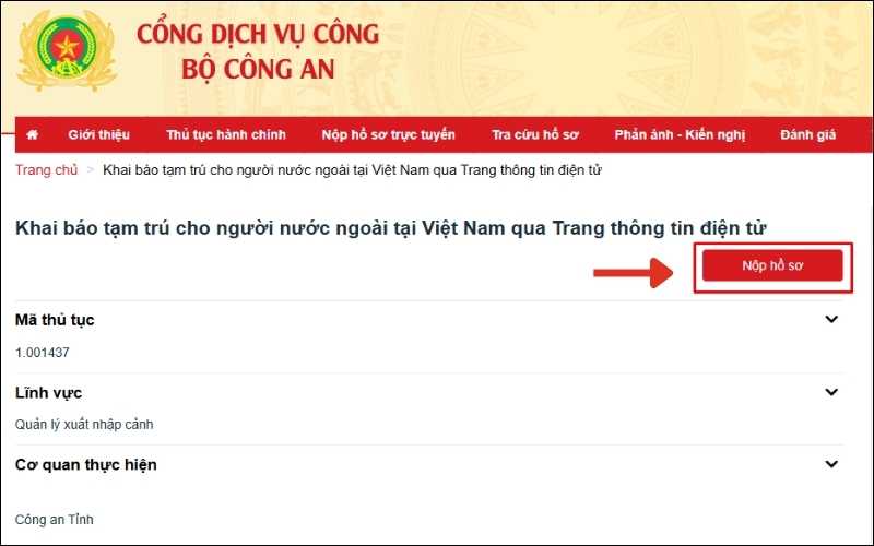 Nộp khai báo tạm trú cho người nước ngoài