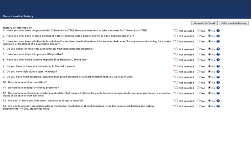 Trả lời câu hỏi khám sức khỏe visa Úc