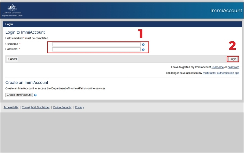 Truy cập web kiểm tra visa Úc