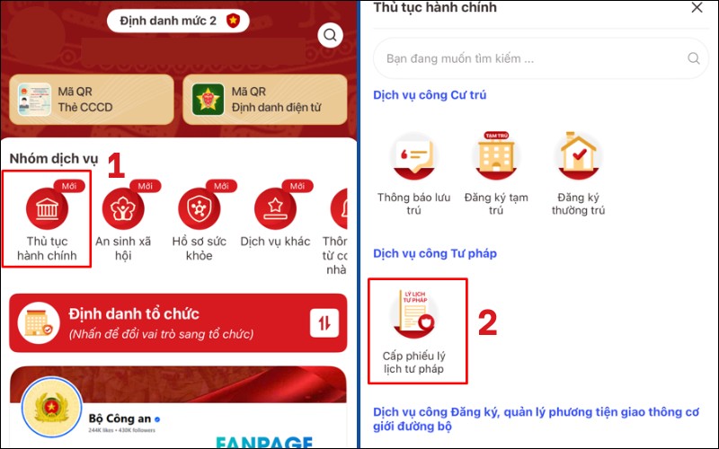 Chọn lý lịch tư pháp số 1