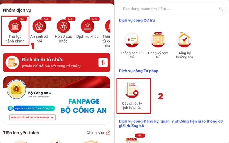 Chọn cấp phiếu lý lịch tư pháp số 2