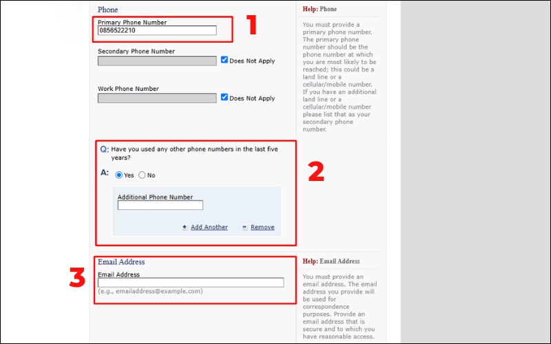 Số điện thoại mẫu đơn xin visa Mỹ DS 160