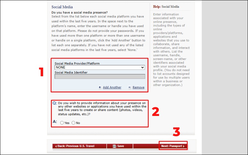 Mạng xã hội mẫu đơn xin visa Mỹ DS 160