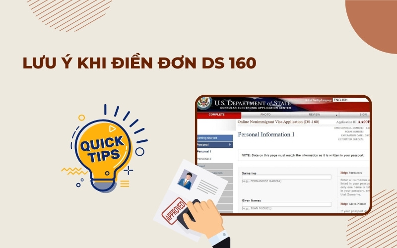 Lưu ý mẫu đơn xin visa Mỹ DS 160