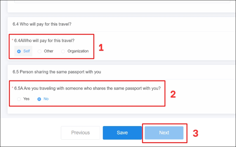 Chi trả mẫu tờ khai xin visa Trung Quốc