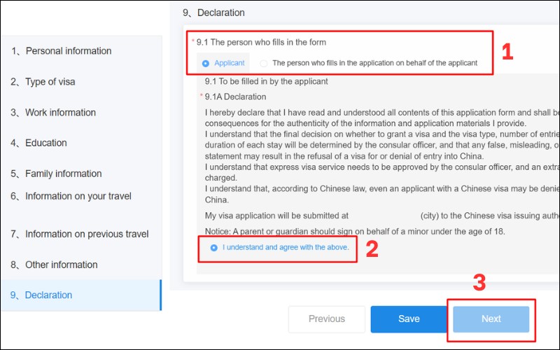 Chọn người điền mẫu tờ khai xin visa Trung Quốc