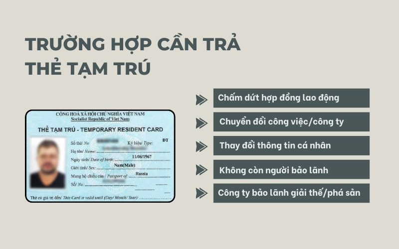 Trường hợp thủ tục trả thẻ tạm cho cho người nước ngoài