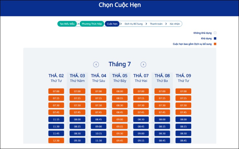 Chọn giờ hẹn TLSContact