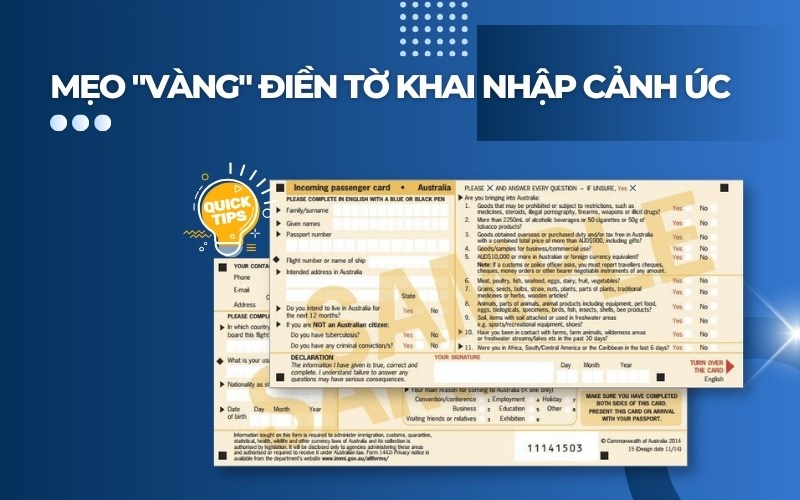 Mẹo điền tờ khai nhập cảnh Úc