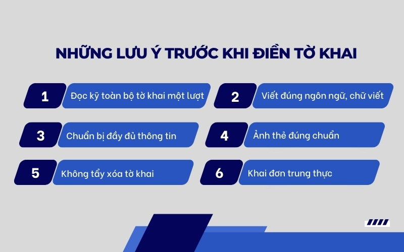 Lưu ý về tờ khai xin visa Nhật