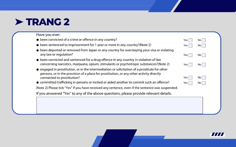Trả lời câu hỏi tờ khai xin visa Nhật