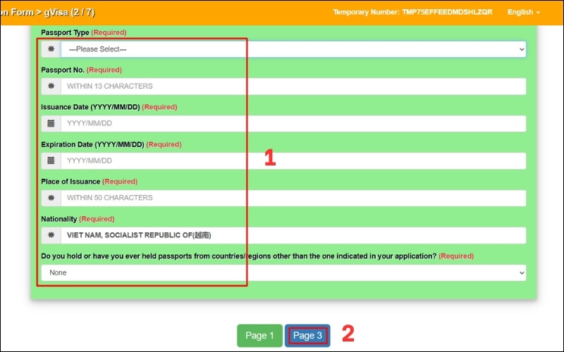 Thông tin hộ chiếu visa Đài Loan