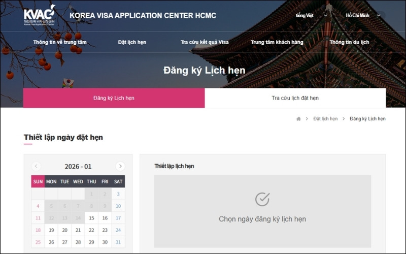 Đặt hẹn visa du lịch Hàn Quốc