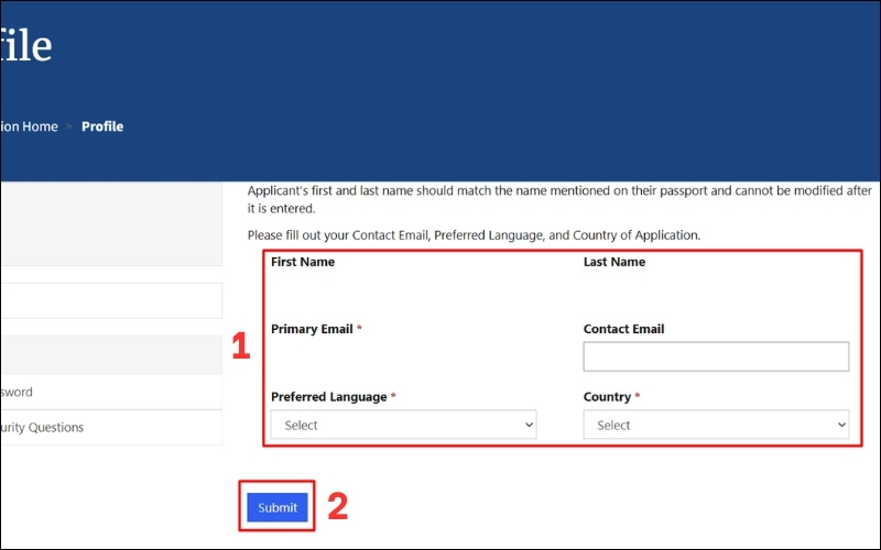 Email visa du lịch Mỹ