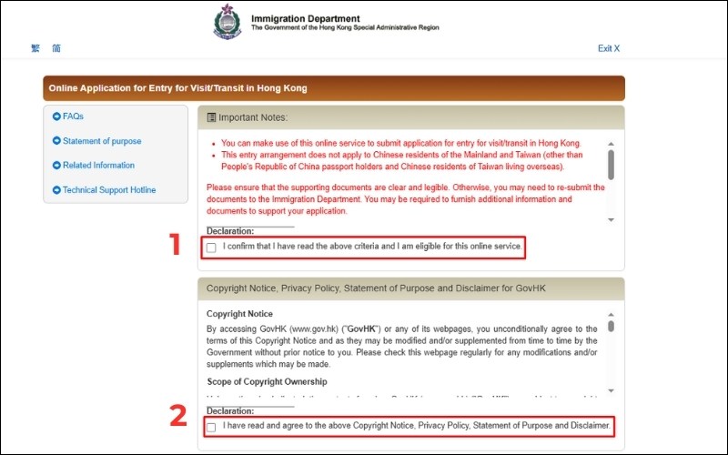 Xác nhận điều khoản visa Hong Kong