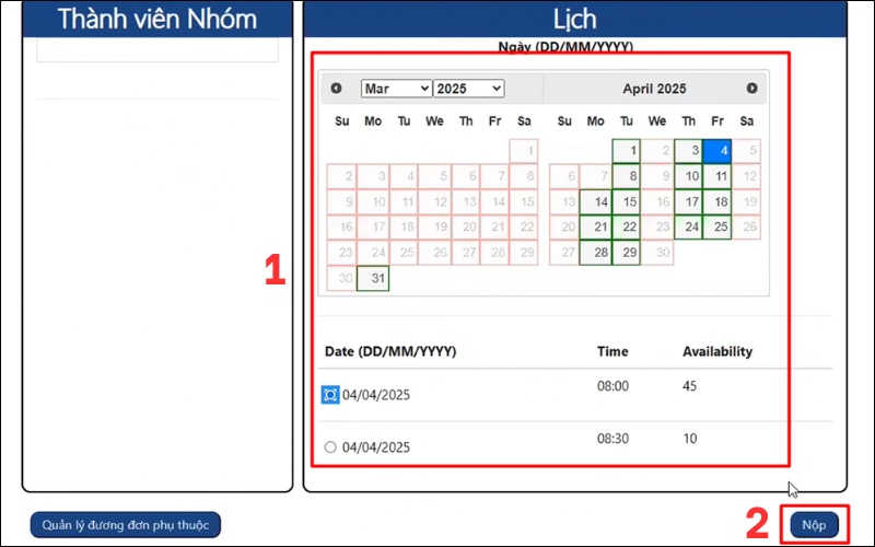 Chọn ngày hẹn visa Mỹ
