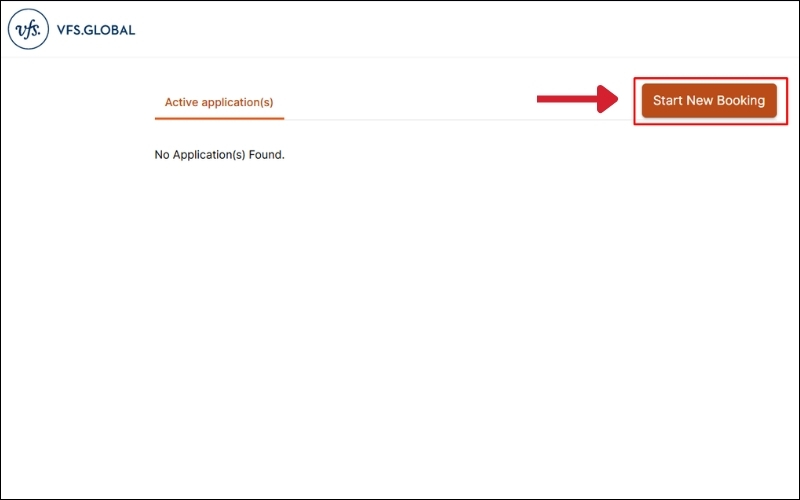 Chọn start new booking