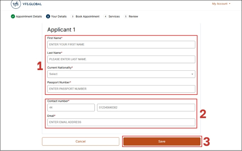 Thông tin người xin visa Na Uy