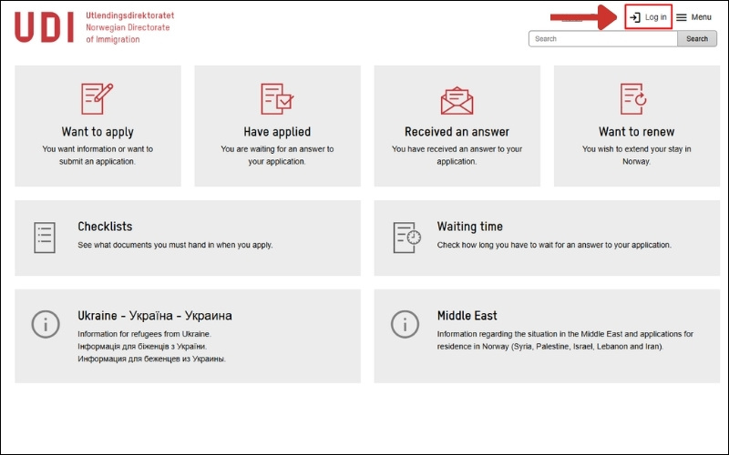Truy cập web visa Na Uy
