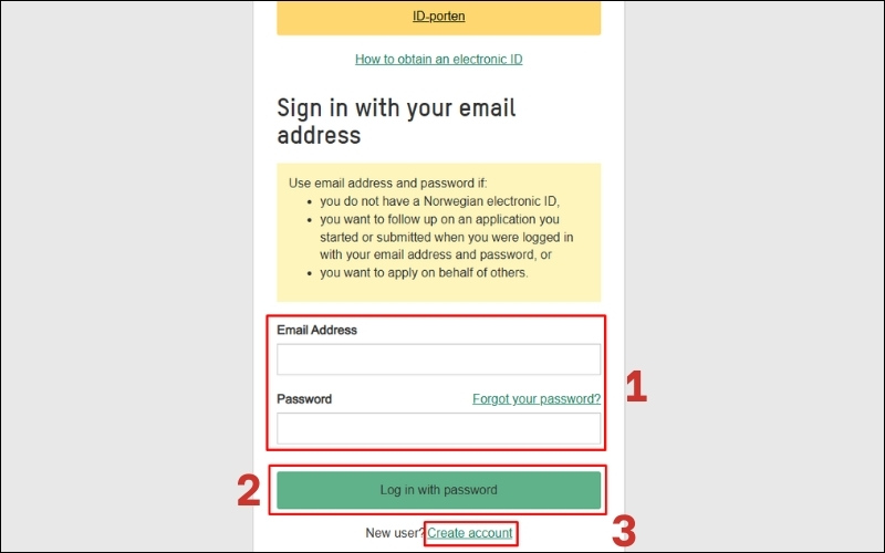 Đăng ký visa Na Uy