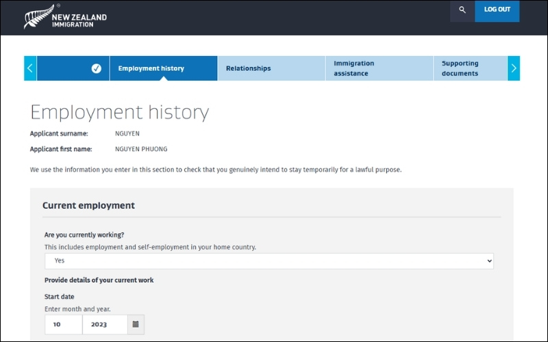 Lịch sử làm việc
