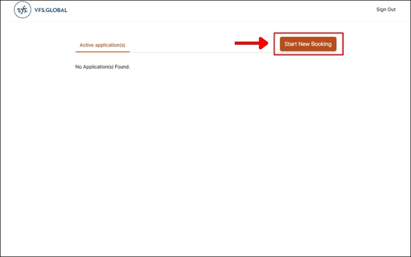 Chọn Start new booking