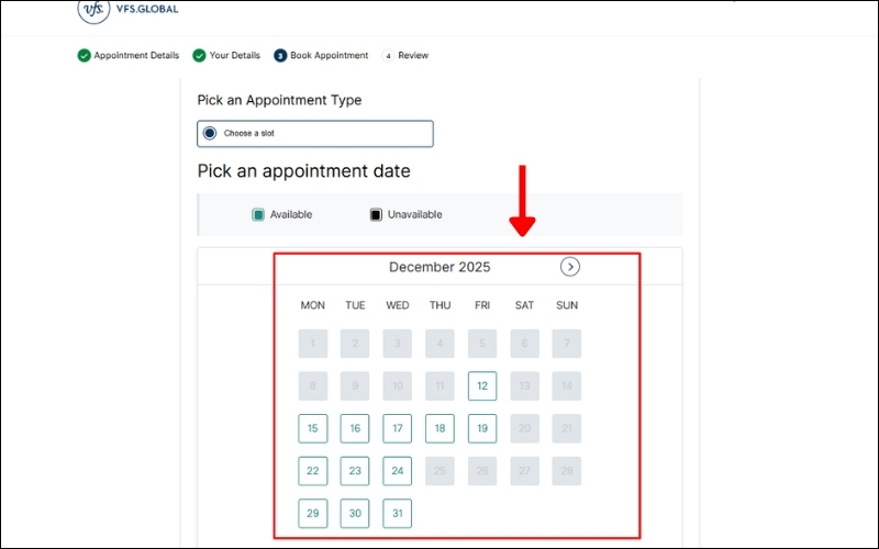 Chọn ngày nộp visa New Zealand