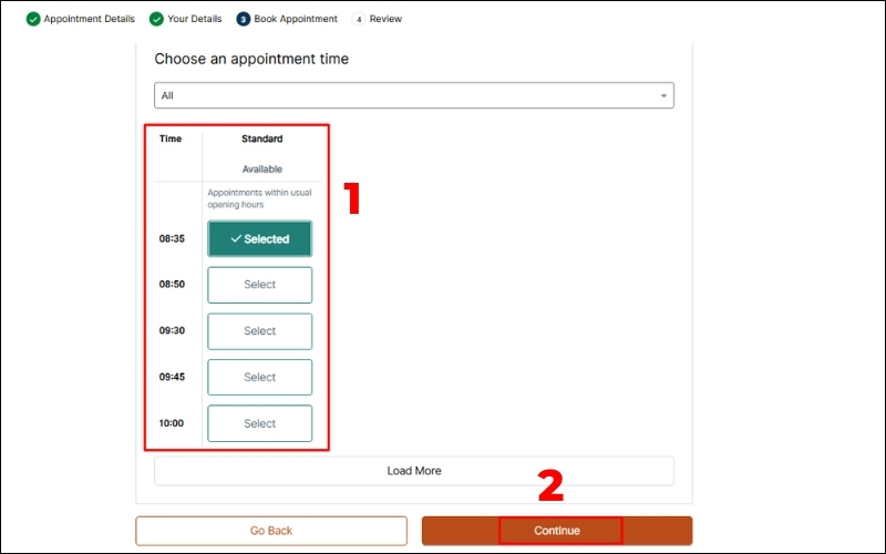 Chọn giờ trống xin visa New Zealand