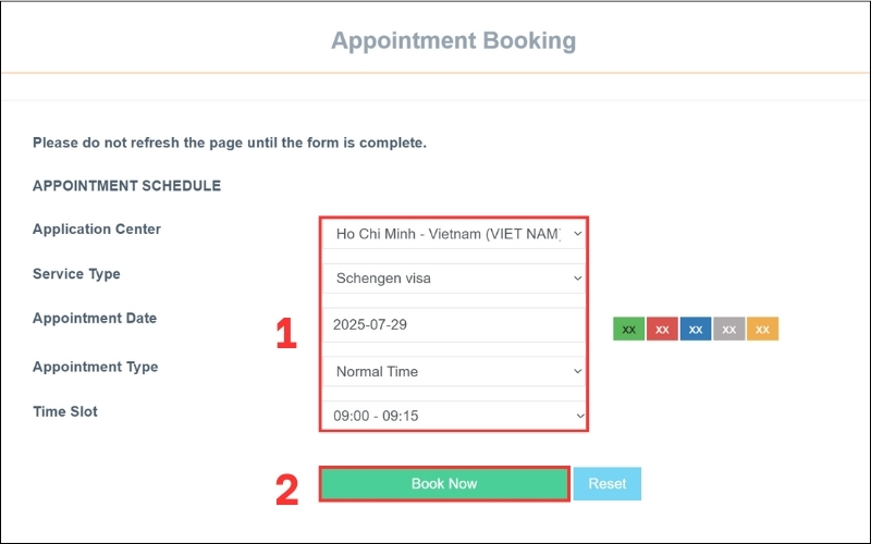 Xác nhận hẹn visa Slovakia
