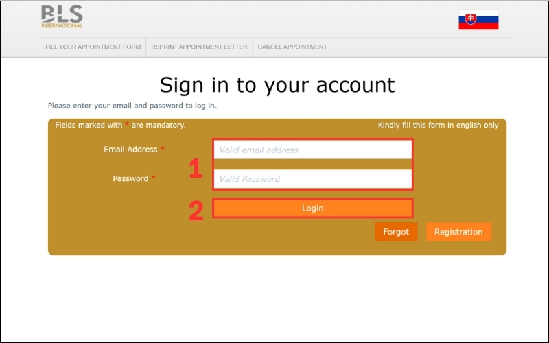 Đăng nhập visa Slovakia