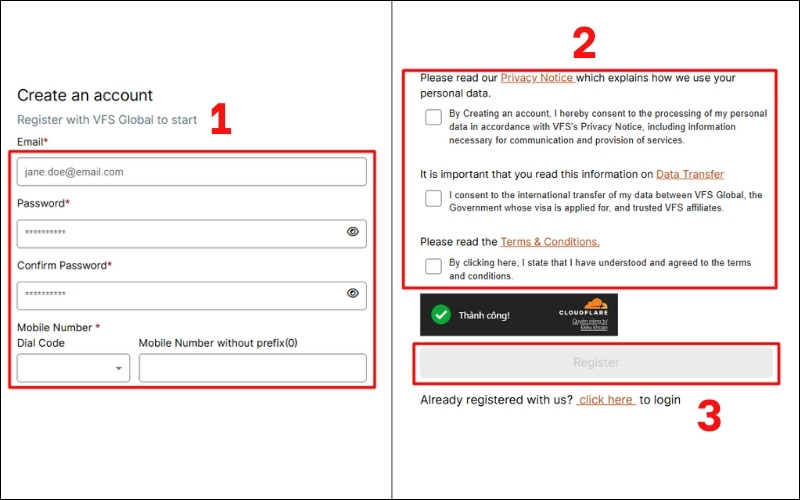 Điền thông tin tài khoản