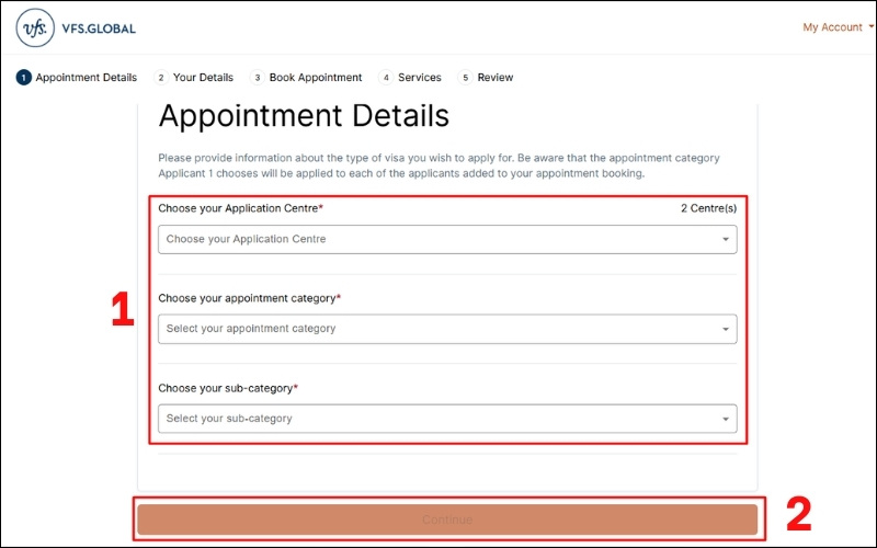 Chọn trung tâm hẹn visa Thụy Sĩ