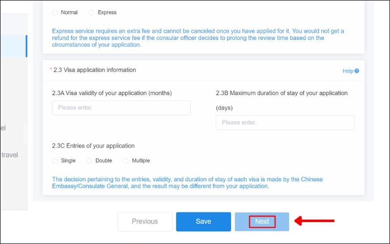 Điền thời hạn visa Trung Quốc