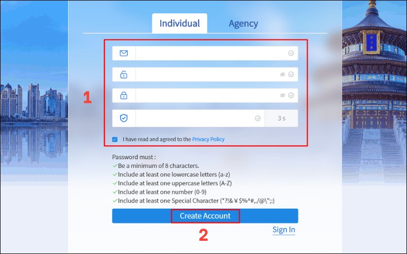 Đăng ký visa Trung Quốc