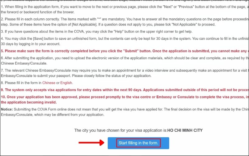 Đọc điều khoản visa Trung Quốc